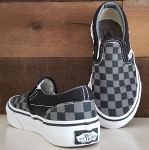 Van's Black/Grey Checkerboard Slip-ons Kids 11.5